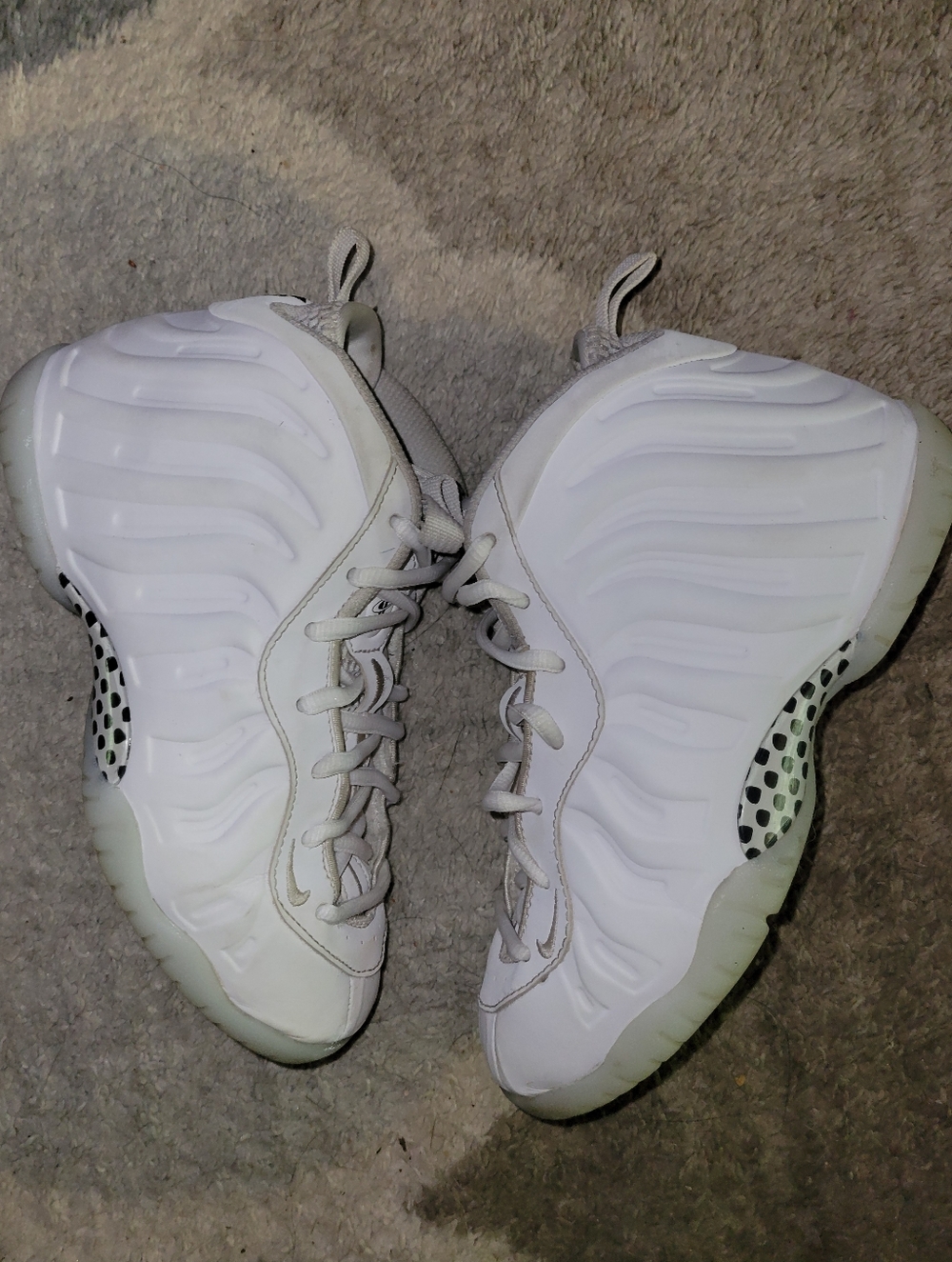 Nike Little Posite GS One Foamposite Triple White Sneakers HQ1960-100 Y2.5